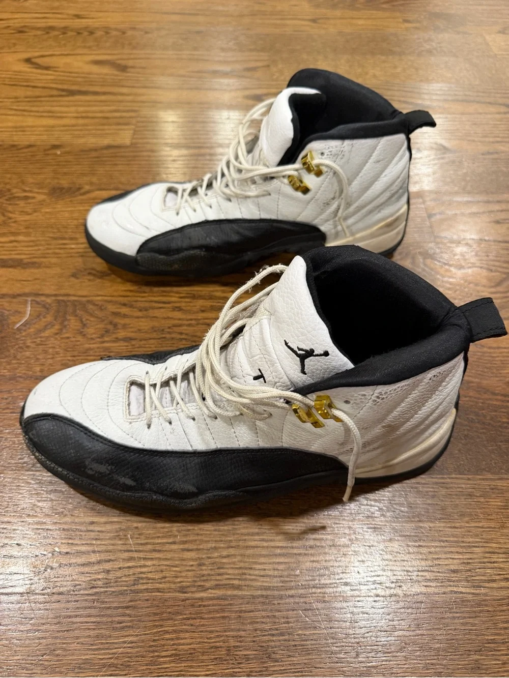 Jordan Men's High-Top Sneakers in White, Black & Gold accents